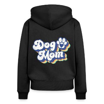 Hund Mama - Retro Hundepfote Lustiger Hund Liebhaber Mama Geschenk - Frauen Premium Bio Zip Hoodie - Schwarz - Hinten - Julia (174cm)