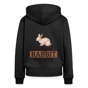 Backyard Rabbit Farmer Animal Farming Farm Drôle - Sweat à capuche zippé Premium bio Femme - noir - Dos - Julia (174cm)