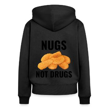 Chicken Nuggets Fast Food Lustiger Spruch - Frauen Premium Bio Zip Hoodie - Schwarz - Hinten - Julia (174cm)