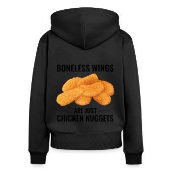 Chicken Nuggets Knochenlose Flügel Feinschmecker Lustiger Spruch - Frauen Premium Bio Zip Hoodie - Schwarz - Hinten - Julia (174cm)