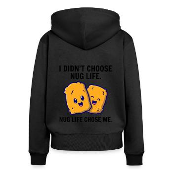 Chicken Nuggets Fast Food Lustiger Spruch - Frauen Premium Bio Zip Hoodie - Schwarz - Hinten - Julia (174cm)