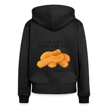 Chicken Nuggets Fast Food Funny Saying - Women's Premium Organic Zip Hoodie - black - Back - Julia (174cm)