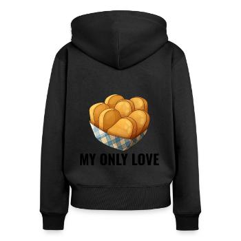 Nuggets de poulet Fast Food Dicton drôle - Sweat à capuche zippé Premium bio Femme - noir - Dos - Julia (174cm)
