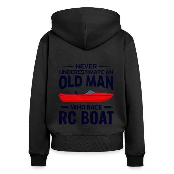Rc Boat Racing Papa Bateau à moteur Grand-père Fête des pères - Sweat à capuche zippé Premium bio Femme - noir - Dos - Julia (174cm)