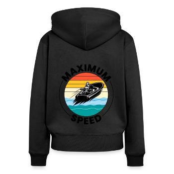Wasserflugzeug Boot Rennen Motorboot Schnellboot Rennen - Frauen Premium Bio Zip Hoodie - Schwarz - Hinten - Julia (174cm)