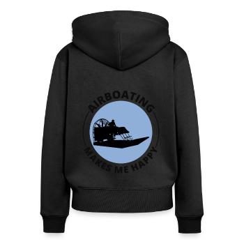 Airboat Fanboat Airboating Planeboat Swamp Boot - Frauen Premium Bio Zip Hoodie - Schwarz - Hinten - Julia (174cm)