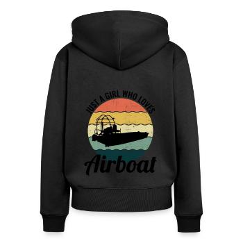 Airboat Fanboat Airboating Planeboat Bateau de marais - Sweat à capuche zippé Premium bio Femme - noir - Dos - Julia (174cm)