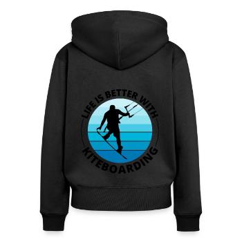 Kitesurfing Kitesurf Kiteboarding Kiteboarder - Sweat à capuche zippé Premium bio Femme - noir - Dos - Julia (174cm)