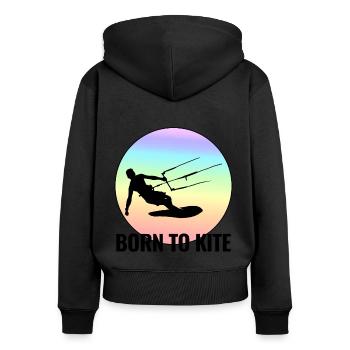 Kitesurfing Kitesurf Kiteboarding Kiteboarder - Women's Premium Organic Zip Hoodie - black - Back - Julia (174cm)