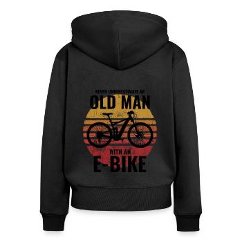 E-Bike Electric Bicycle Bike Cycling Dad Grandpa - Women's Premium Organic Zip Hoodie - black - Back - Julia (174cm)