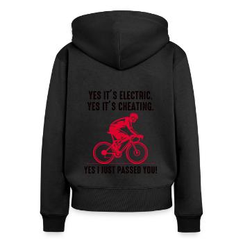 E-Bike Electric Bicycle Bike Cycling Biker Mtb - Women's Premium Organic Zip Hoodie - black - Back - Julia (174cm)