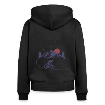 E-Bike Elektrofahrrad Fahrrad Radfahren Biker Mtb - Frauen Premium Bio Zip Hoodie - Schwarz - Hinten - Julia (174cm)