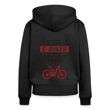 E-Bike Elektrofahrrad Fahrrad Radfahren Biker Mtb - Frauen Premium Bio Zip Hoodie - Schwarz - Hinten - Julia (174cm)