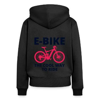 E-Bike Elektro-Fahrrad E-Radfahrer Fahrradfahrer - Frauen Premium Bio Zip Hoodie - Schwarz - Hinten - Julia (174cm)