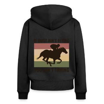 Barrel Racer Racing Reiten Reiten Rennen Rodeo - Frauen Premium Bio Zip Hoodie - Schwarz - Hinten - Julia (174cm)