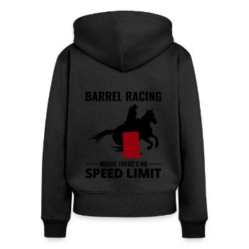 Barrel Racer Racing Reiten Reiten Rennen Rodeo - Frauen Premium Bio Zip Hoodie - Schwarz - Hinten - Julia (174cm)