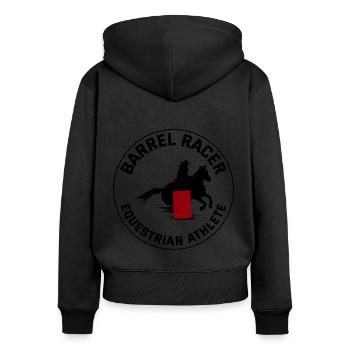 Barrel Racer Racing Reiten Reiten Rennen Rodeo - Frauen Premium Bio Zip Hoodie - Schwarz - Hinten - Julia (174cm)