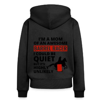 Barrel Racer Racing Équitation Maman Fête des Mères - Sweat à capuche zippé Premium bio Femme - noir - Dos - Julia (174cm)