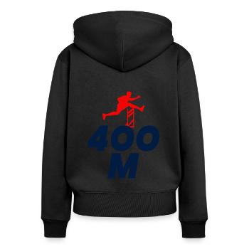 Hürden Hürdenlauf Hürdenläufer Läufer Athleten - Frauen Premium Bio Zip Hoodie - Schwarz - Hinten - Julia (174cm)