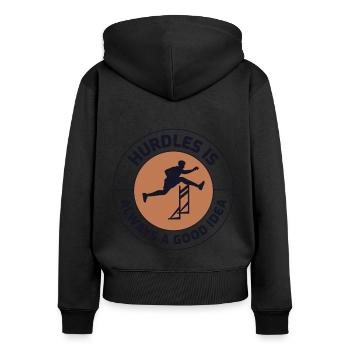 Hürden Hürdenlauf Hürdenläufer Läufer Athleten - Frauen Premium Bio Zip Hoodie - Schwarz - Hinten - Julia (174cm)