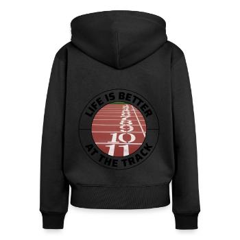Hürden Hürdenlauf Hürdenläufer Läufer Athleten - Frauen Premium Bio Zip Hoodie - Schwarz - Hinten - Julia (174cm)