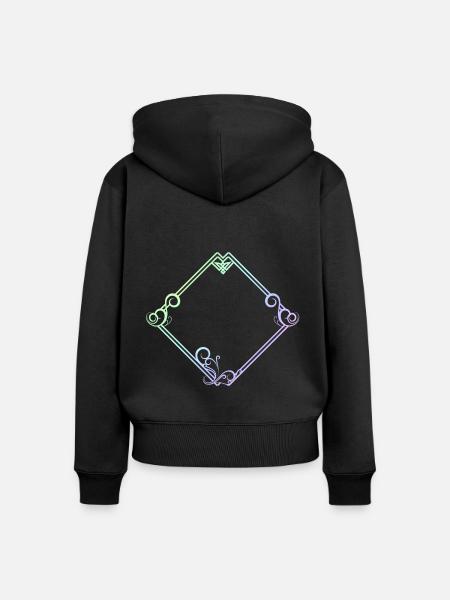 Bunte Ornamente Rahmen - Frauen Premium Bio Zip Hoodie - Schwarz