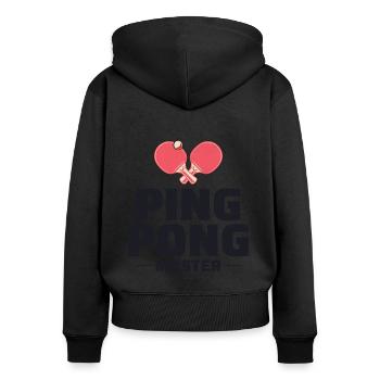 Ping Pong Master Entraîneur de Tennis de Table Paddle Player - Sweat à capuche zippé Premium bio Femme - noir - Dos - Julia (174cm)