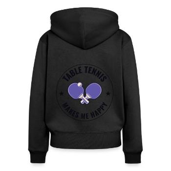 Ping Pong Master Entraîneur de Tennis de Table Paddle Player - Sweat à capuche zippé Premium bio Femme - noir - Dos - Julia (174cm)