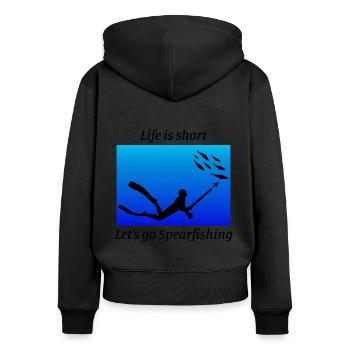 Speerfischen Speerfischen Speerfischer Fischen - Frauen Premium Bio Zip Hoodie - Schwarz - Hinten - Julia (174cm)