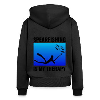 Speerfischen Speerfischen Speerfischer Fischen - Frauen Premium Bio Zip Hoodie - Schwarz - Hinten - Julia (174cm)