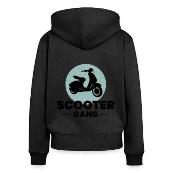 Roller Fahrer Gang Scootering Motorrad Moped Bike - Frauen Premium Bio Zip Hoodie - Schwarz - Hinten - Julia (174cm)