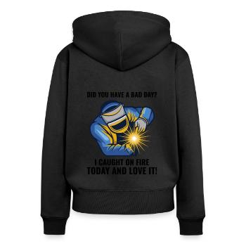 Schweißer Schweißer Metallbau Eisenarbeiter lustig - Frauen Premium Bio Zip Hoodie - Schwarz - Hinten - Julia (174cm)