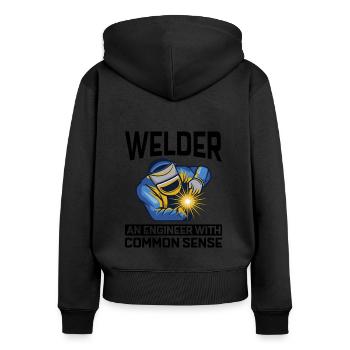 Welding Welder Metal Construction Ironworker - Women's Premium Organic Zip Hoodie - black - Back - Julia (174cm)