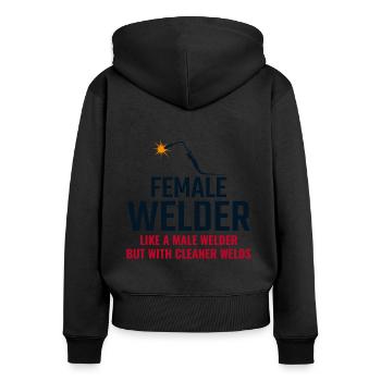 Schweißerschweißerin Factory Workshop Eisenarbeiterin - Frauen Premium Bio Zip Hoodie - Schwarz - Hinten - Julia (174cm)