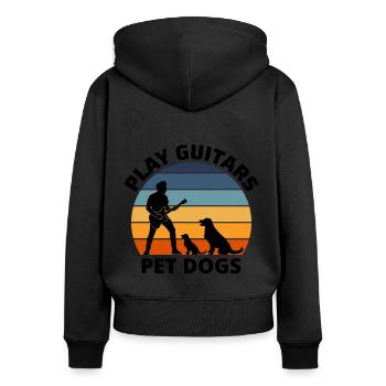 Jouer des guitares Pet Dogs Musicien Bassiste Drôle - Sweat à capuche zippé Premium bio Femme - noir - Dos - Julia (174cm)