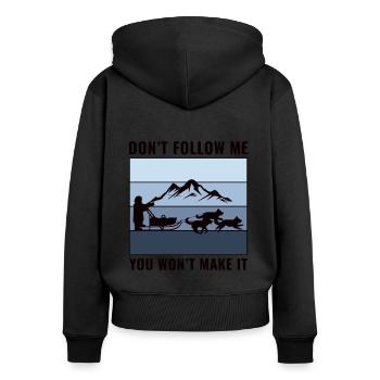 Husky Schlitten Hunderennen Alaskan Racers - Frauen Premium Bio Zip Hoodie - Schwarz - Hinten - Julia (174cm)