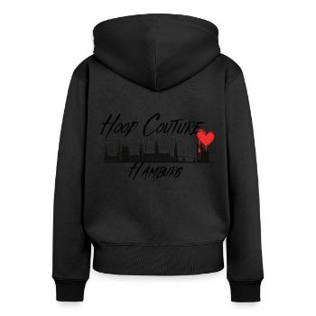 Hood Couture Hamburg 2 - Frauen Premium Bio Zip Hoodie - Schwarz - Hinten - Julia (174cm)