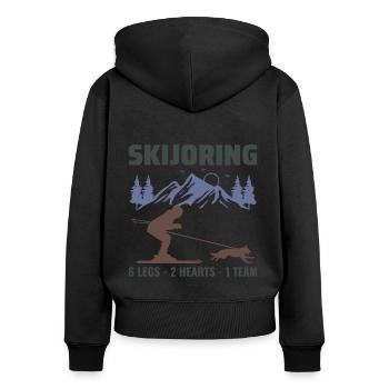 Hund Skijöring Extremsport Skirennen - Frauen Premium Bio Zip Hoodie - Schwarz - Hinten - Julia (174cm)