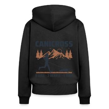 Canicross Trail Running Dog Sport Outdoor Hobby - Women's Premium Organic Zip Hoodie - black - Back - Julia (174cm)