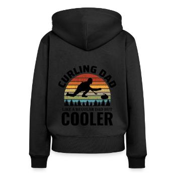 Curling Balai Sports de glace d’hiver Papa Fête des pères - Sweat à capuche zippé Premium bio Femme - noir - Dos - Julia (174cm)