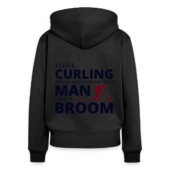 Curling Sweeping Fan Winter Ice Sport Curler Drôle - Sweat à capuche zippé Premium bio Femme - noir - Dos - Julia (174cm)