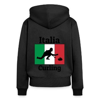 Drapeau italien Équipe de curling Sports de glace d’hiver Italia - Sweat à capuche zippé Premium bio Femme - noir - Dos - Julia (174cm)