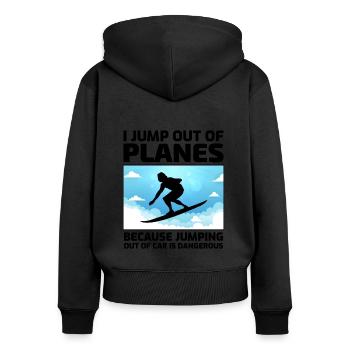 Skysurfing Fallschirmspringen Extremsport Fallschirmspringer Lustig - Frauen Premium Bio Zip Hoodie - Schwarz - Hinten - Julia (174cm)