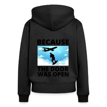 Skysurf Parachutisme Extreme Sport Skydiver Drôle - Sweat à capuche zippé Premium bio Femme - noir - Dos - Julia (174cm)