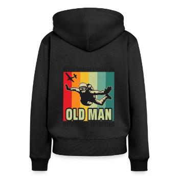 Old Man Parachute Parachute Parachute Parachute Parachutiste Parachutiste - Sweat à capuche zippé Premium bio Femme - noir - Dos - Julia (174cm)