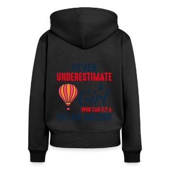 Montgolfière Montgolfière Montgolfière - Sweat à capuche zippé Premium bio Femme - noir - Dos - Julia (174cm)