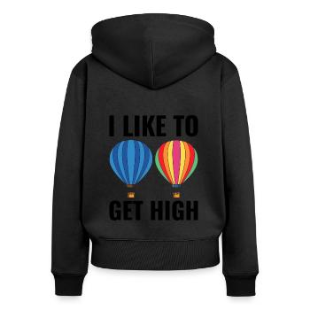 Montgolfière Montgolfière Montgolfière - Sweat à capuche zippé Premium bio Femme - noir - Dos - Julia (174cm)