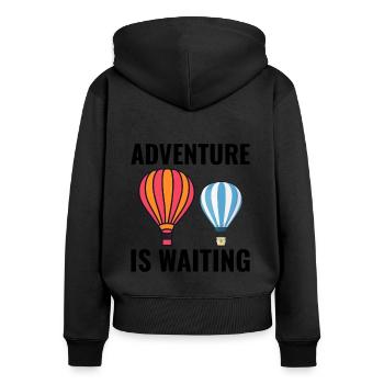 Montgolfière Montgolfière Montgolfière - Sweat à capuche zippé Premium bio Femme - noir - Dos - Julia (174cm)