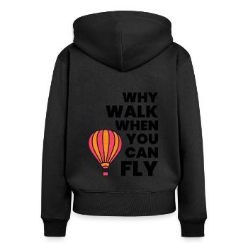 Montgolfière Montgolfière Montgolfière - Sweat à capuche zippé Premium bio Femme - noir - Dos - Julia (174cm)