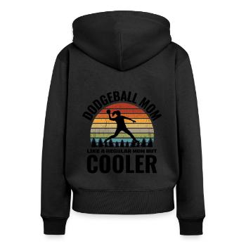 Völkerball-Mama - Frauen Premium Bio Zip Hoodie - Schwarz - Hinten - Julia (174cm)